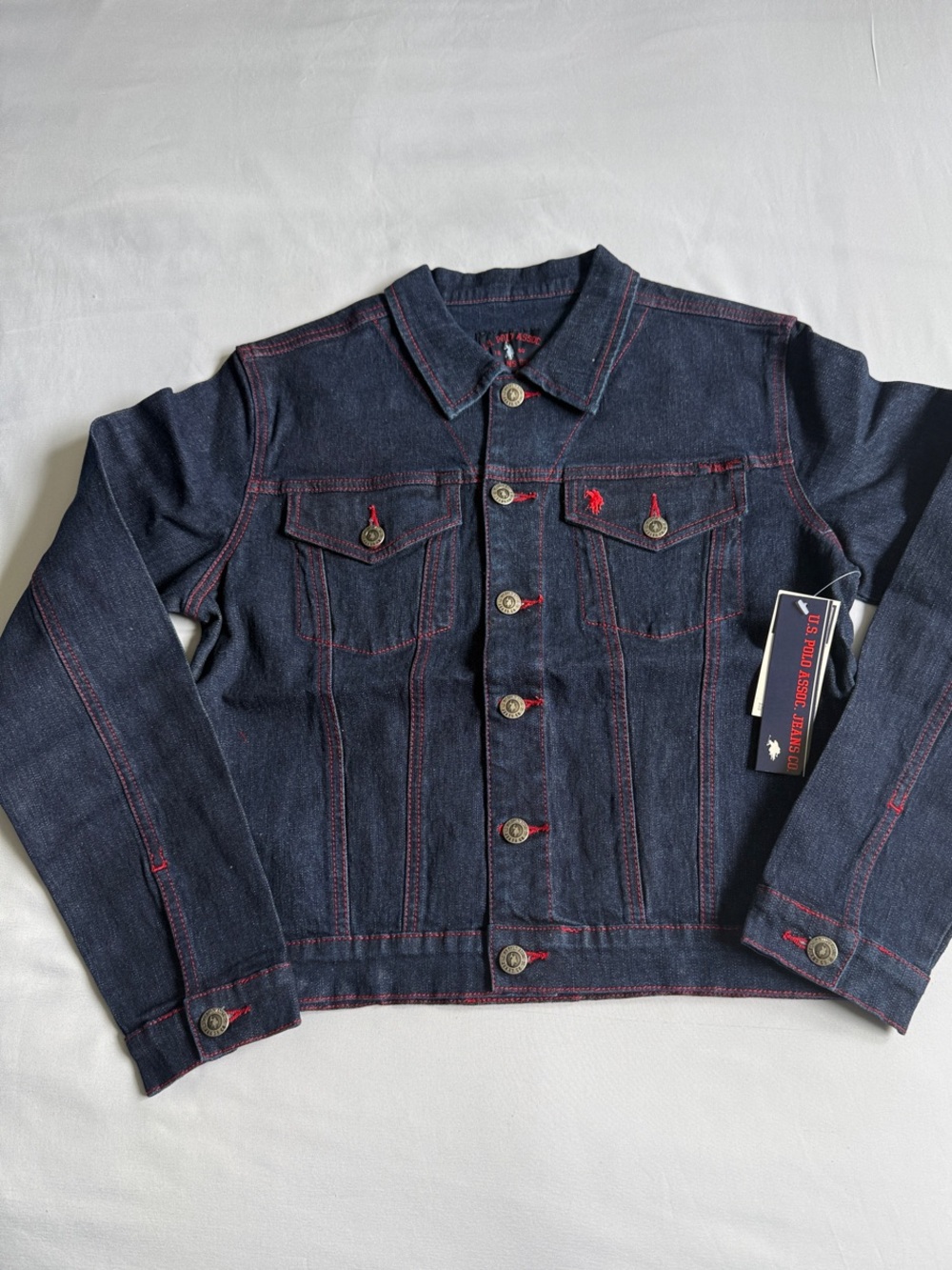 U.S. Polo Assn. Dark Indigo Jean Jacket with Red Stitching Women’s Size Medium